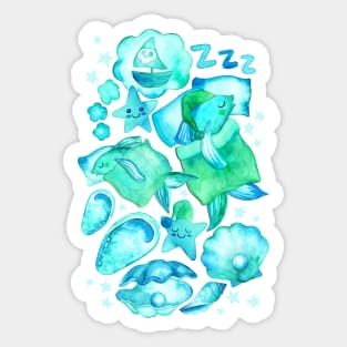 Fin-tastical Dreams on an Ocean Bed Sticker